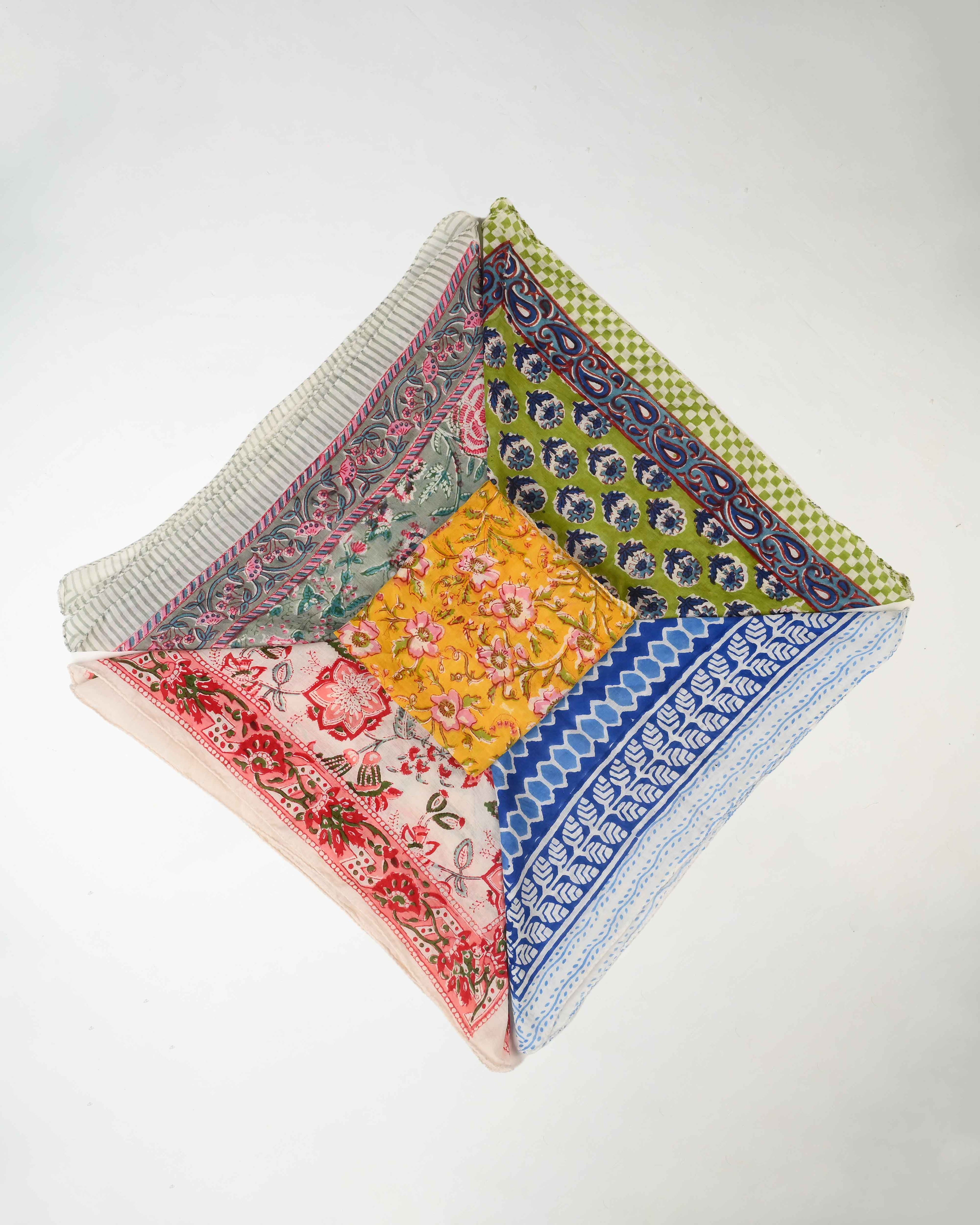 Set of 5 – Paisley Print Cotton Bandanas | Handmade Boho Block Printed Neck Scarf, Headband & Hair Wrap | Sustainable Unisex Fashion Gift | UK