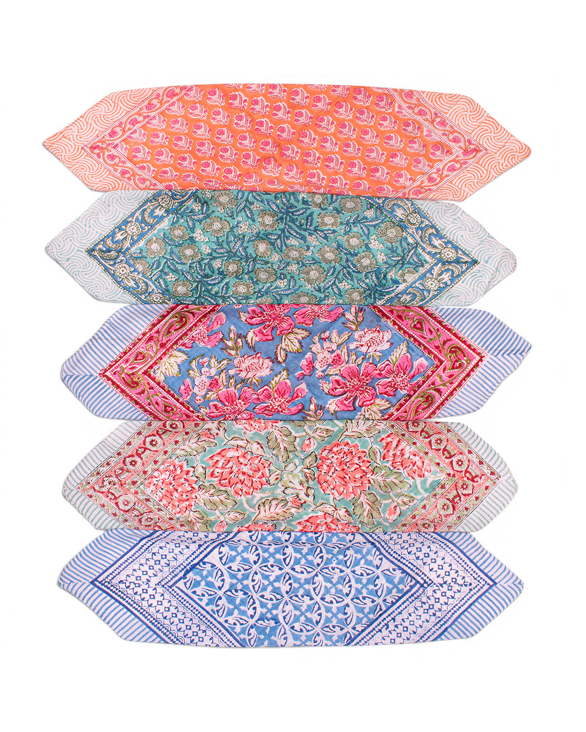 Set of 5 – Organic Cotton Bandana Head Scarves | Hand Printed Boho Hair Wraps for Women | Lightweight Eco-Friendly Headband & Neck Tie | UK