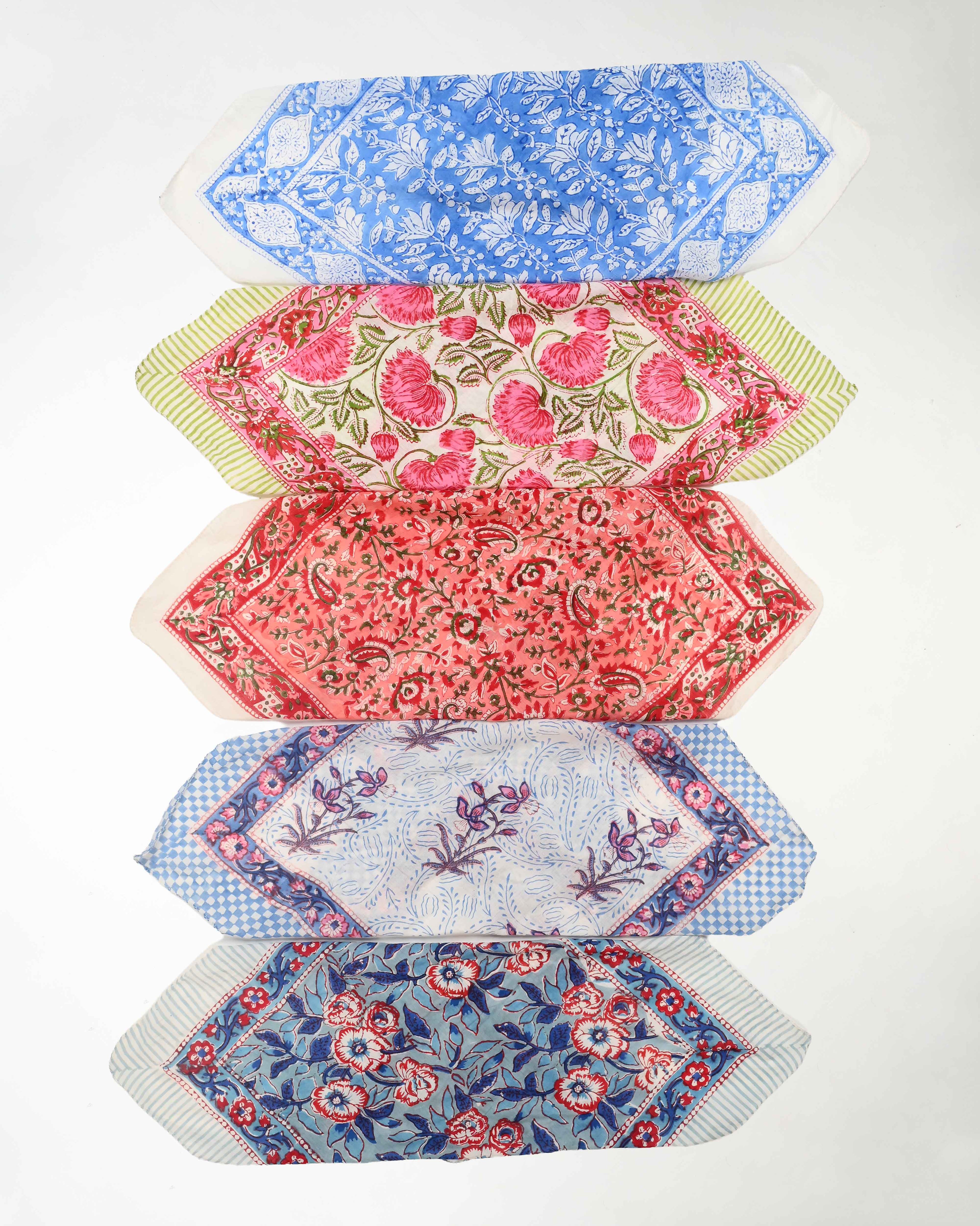 Set of 5 – Premium Cotton Bandanas for Hair Loss & Chemo Head Wraps | Soft Block Printed Headscarf, Neck Tie & Head Covering | Gentle Unisex Gift | UK