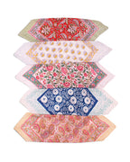 Set of 5 – Vintage Boho Cotton Bandanas | Handblock Print Head Wrap & Neck Scarf for Festivals, Hiking & Outdoor Adventures | Sustainable Gift | UK