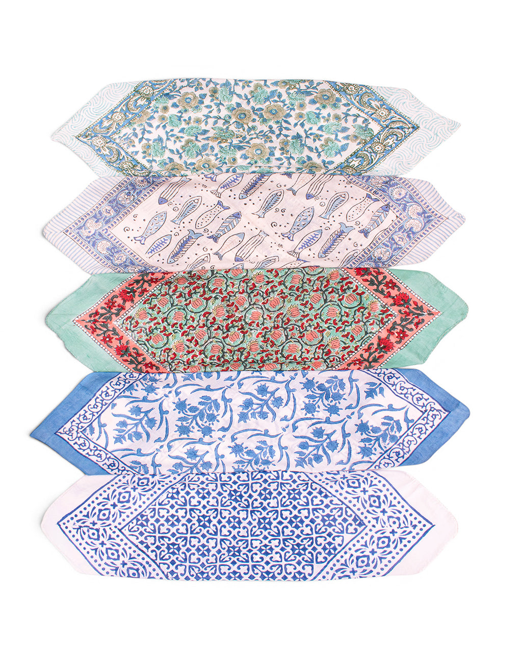 Set of 5 – Premium Cotton Bandanas for Hair Loss & Chemo Head Wraps | Soft Block Printed Headscarf, Neck Tie & Head Covering | Gentle Unisex Gift | UK