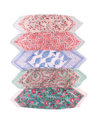 Set of 5 – Boho Floral Hand Block Printed Cotton Bandanas | Lightweight Unisex Head Wrap, Neck Scarf & Hair Tie | Eco-Friendly Bohemian Accessory | UK