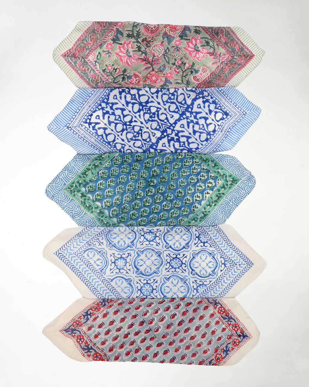 Set of 5 – Handmade Cotton Bandanas for Bikers & Outdoor Sports | Block Printed Neck Wrap, Dust Cover & Head Wrap | Breathable Unisex Accessory | UK