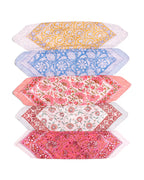 Set of 5 – Dopamine Dressing Cotton Bandanas | Colourful Floral Block Print Neck Scarf & Head Wrap | Boho Lightweight Fashion Accessory for Summer | UK