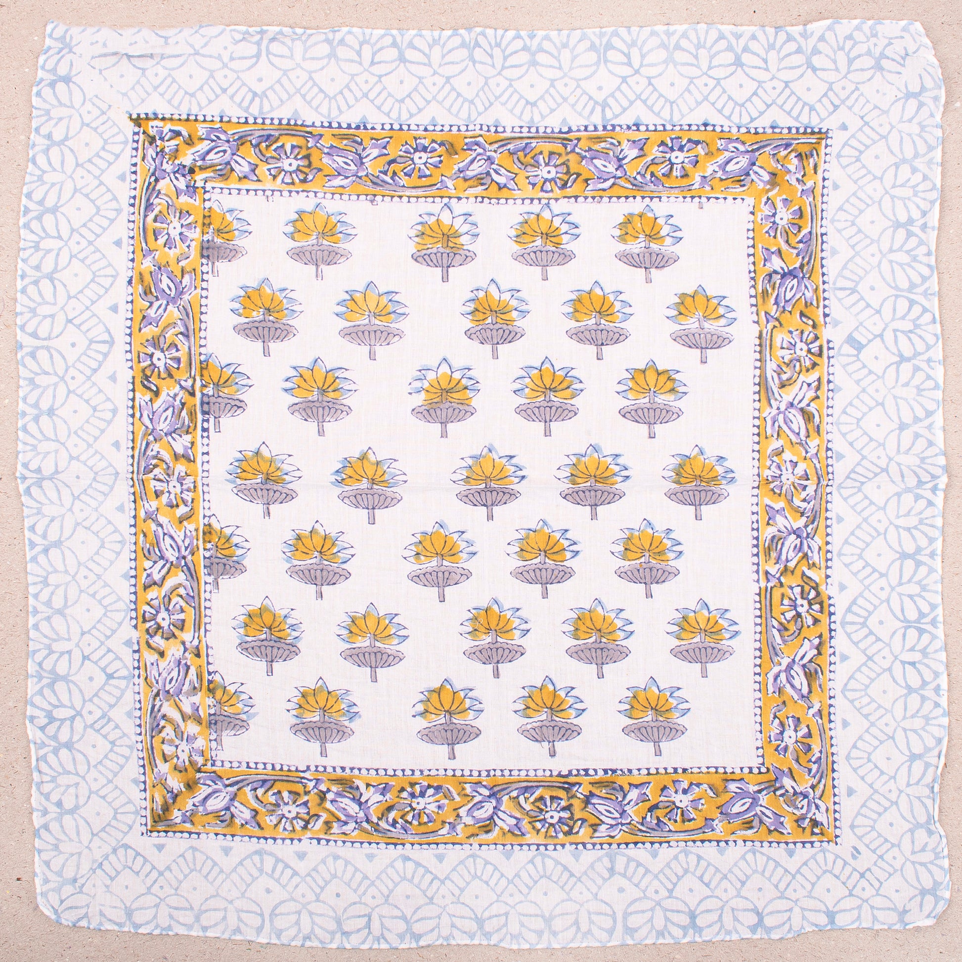 Eco-Friendly Handmade Bandana Scarf, Lightweight Cotton Wrap For Boho Neck Or Face Style, Reusable Block Print Headwrap, Gift For Her - 2pcs