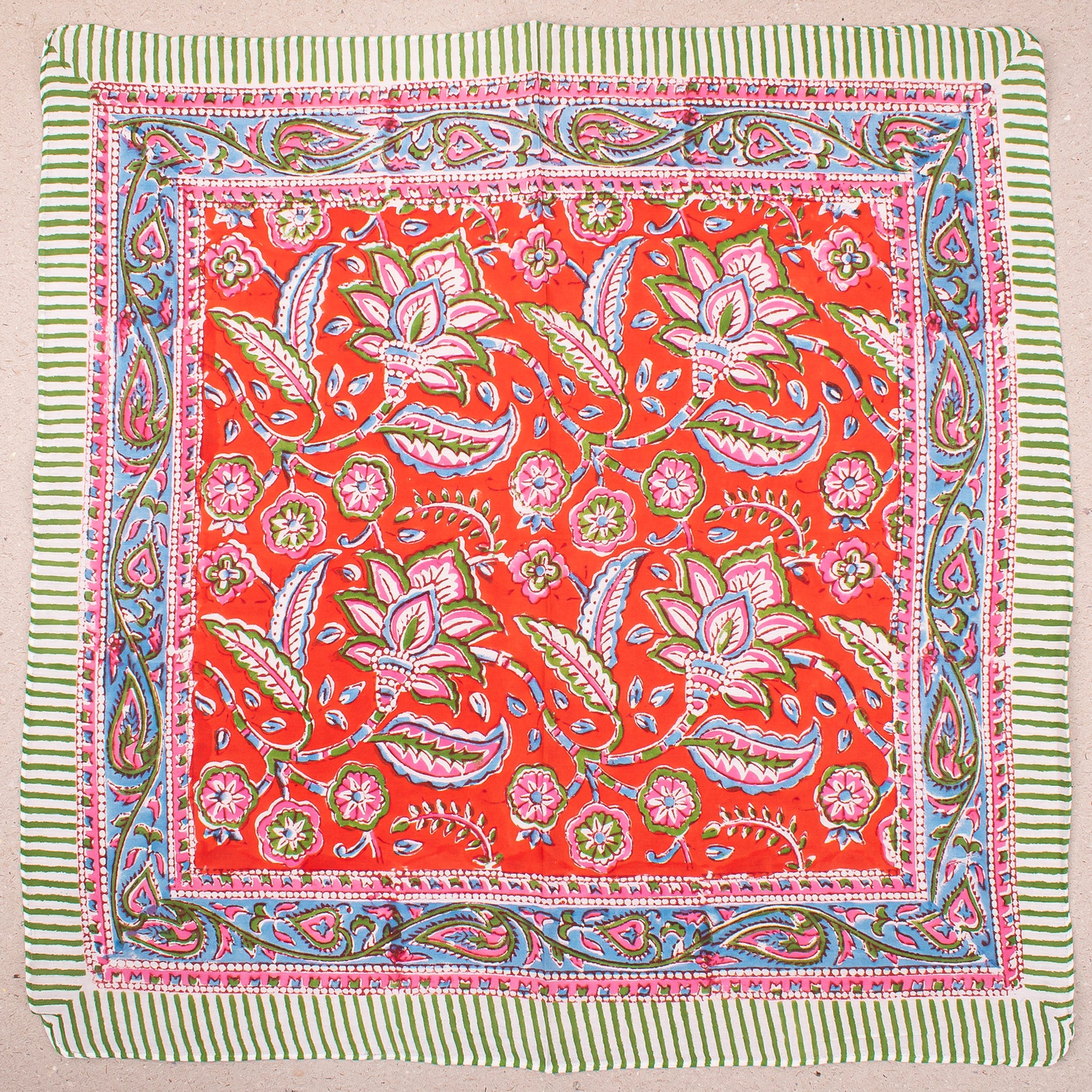 Eco-Friendly Handmade Bandana Scarf, Lightweight Cotton Wrap For Boho Neck Or Face Style, Reusable Block Print Headwrap, Gift For Her - 2pcs