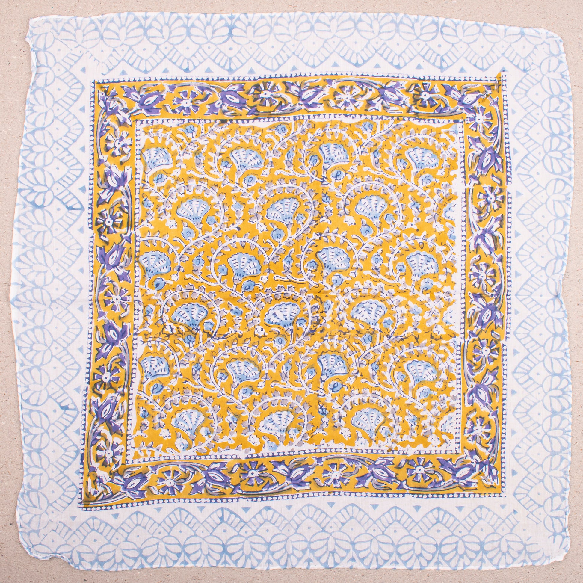 Reusable Lightweight Bandana Scarf, Cotton Block Print Headwrap For Men & Women, Boho Neck Or Hair Accessory, Travel Friendly Wrap - 2pcs