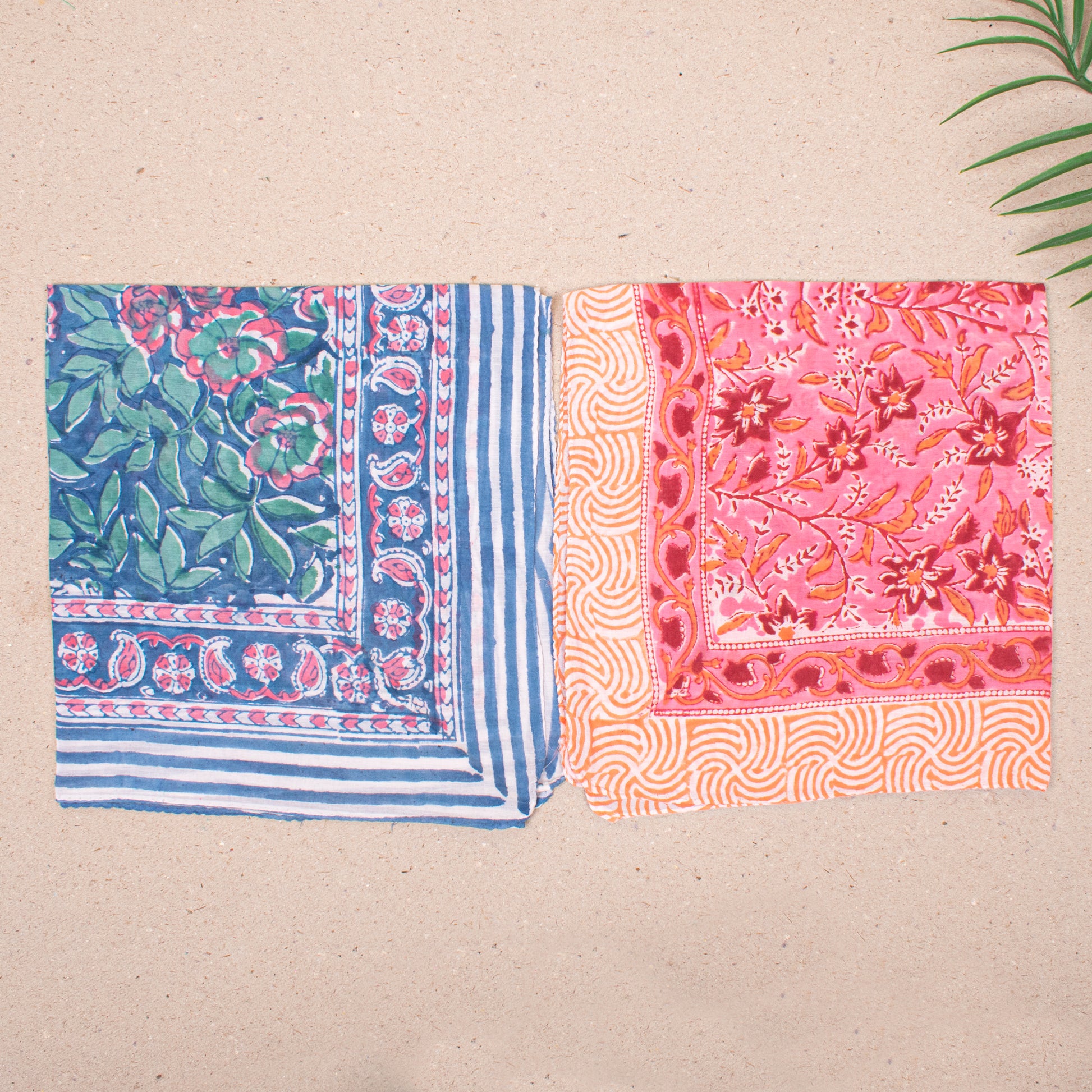 Set of 10 - Colorful Cotton Boho Bandana, Handmade Lightweight Scarf, Block Printed Paisley Hair Or Neck Wrap, Sustainable Unisex Accessory Fashion Gift