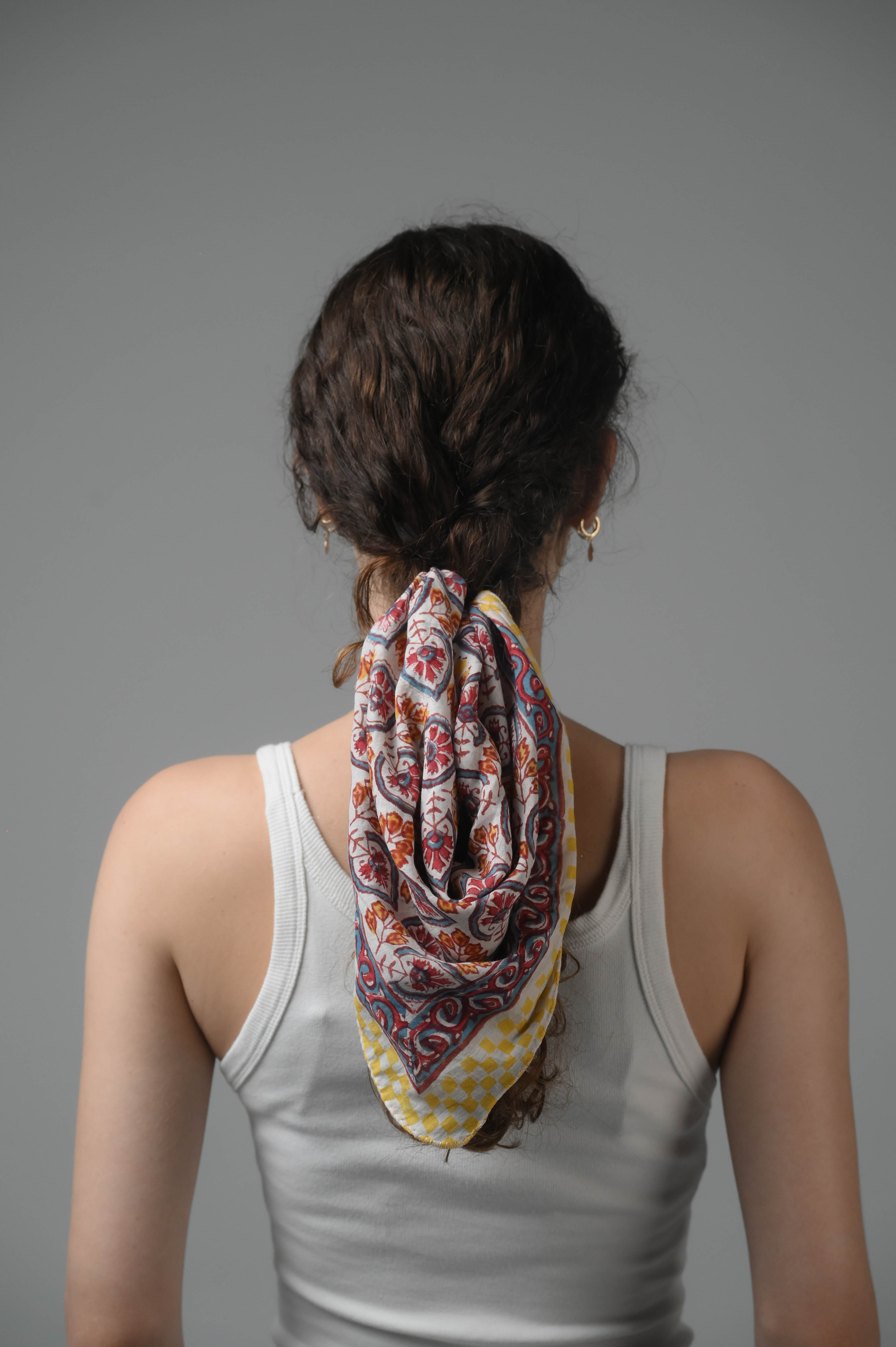 Set of 5 – Organic Cotton Bandana Head Scarves | Hand Printed Boho Hair Wraps for Women | Lightweight Eco-Friendly Headband & Neck Tie | UK