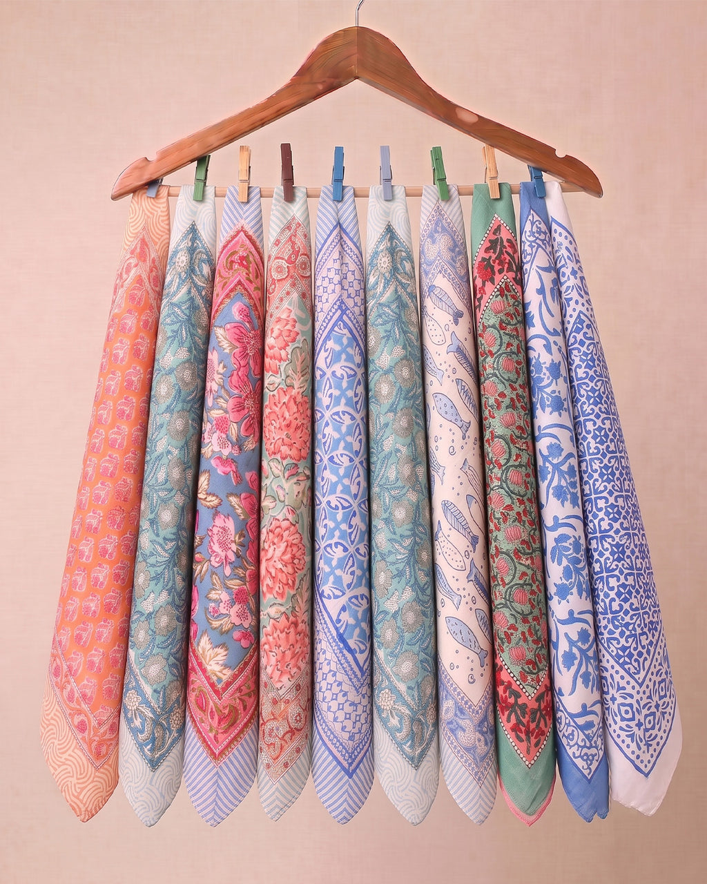 Set of 10 – Premium Cotton Bandanas for Hair Loss & Chemo Head Wraps | Soft Block Printed Headscarf, Neck Tie & Head Covering | Gentle Unisex Gift | UK