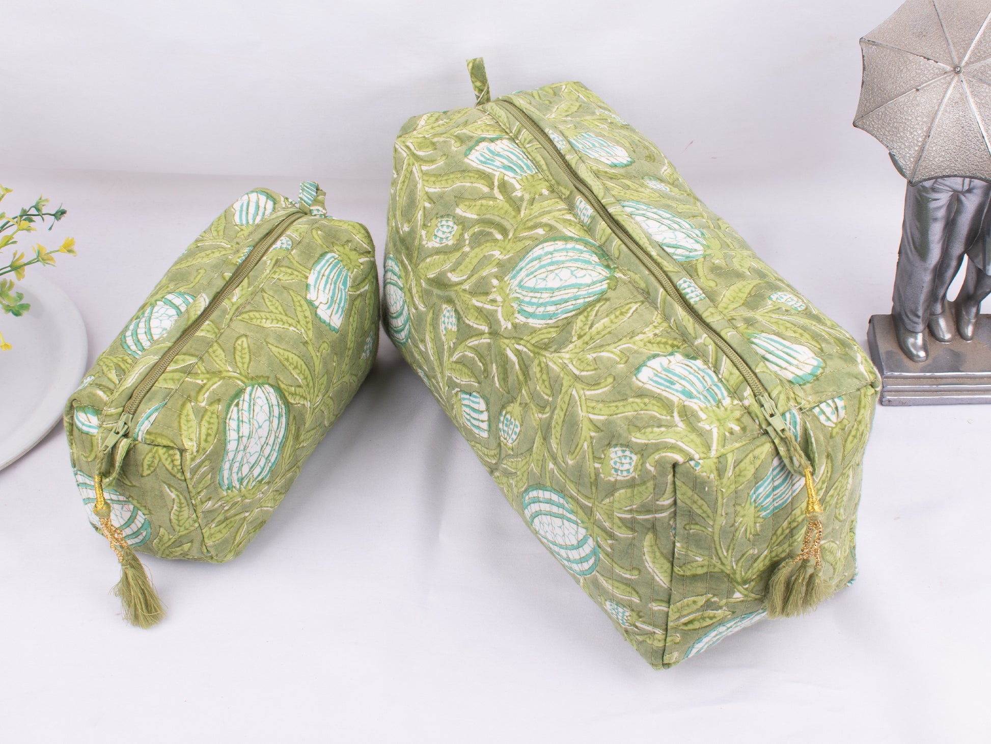 Set of 3 Cotton Makeup Bags, Women's Beauty Bags, Toiletry Bags, Waterproof Wash Bags, Zipper Pouch Bag, Lightweight Cotton Bags