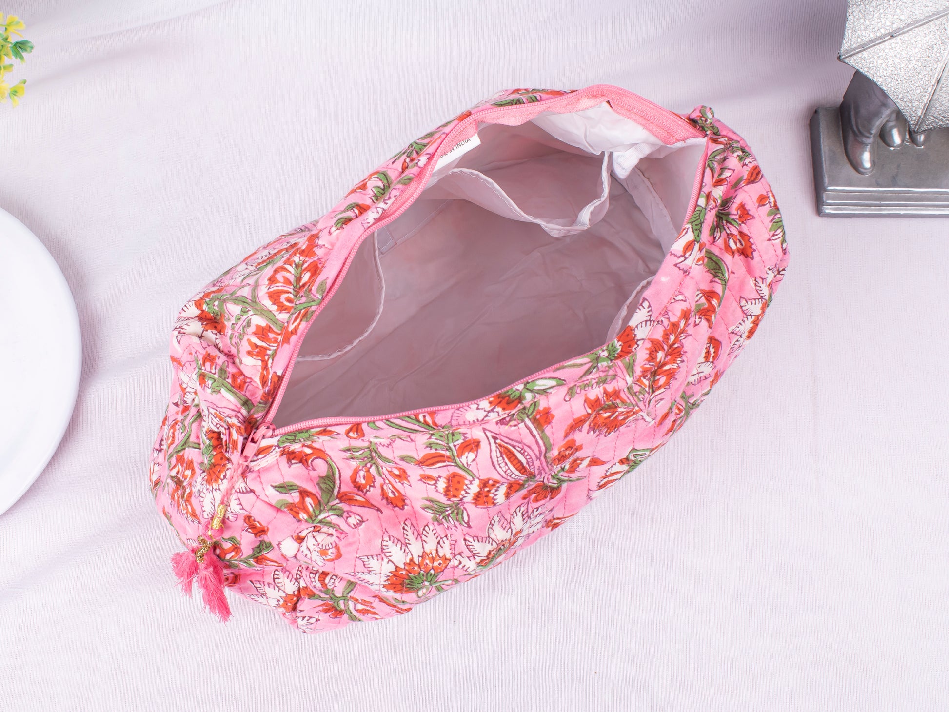 Cotton Fabric Cosmetic Bags, Cute Gift For Her, Beach Bags, Designer Makeup Pouch, 100% Cotton Makeup Organizer Bags, Lightweight Cotton Bags - 3pcs