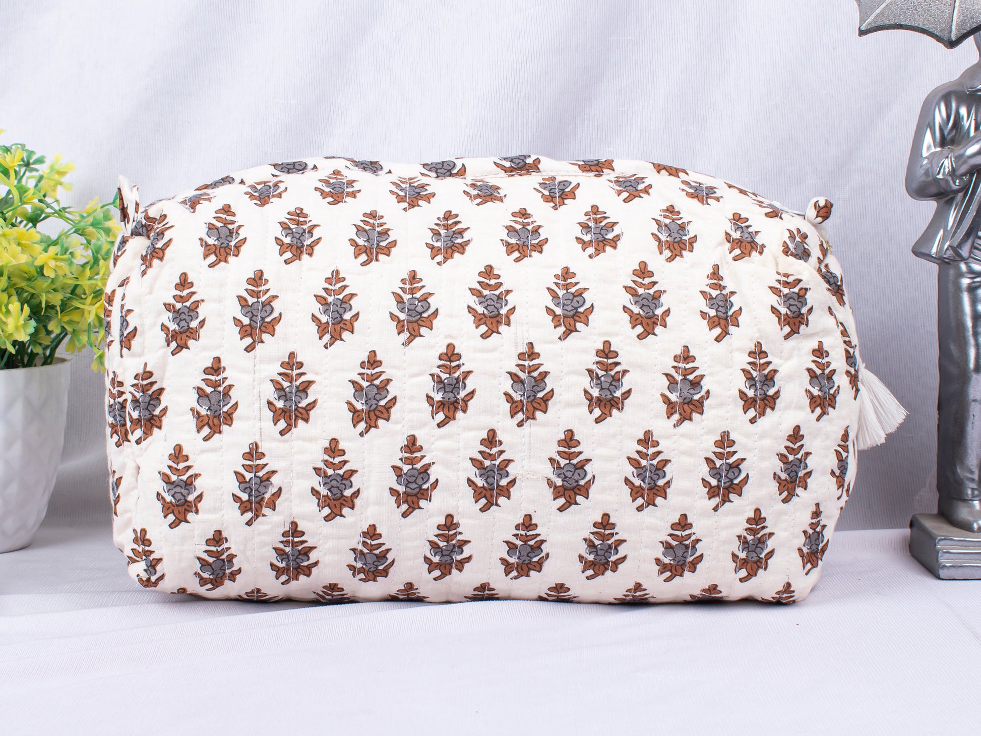 3pcs - Zipper Pouch Bags, Lightweight Cotton Bags, Cotton Makeup Bags, Print Cosmetic Bags, Set Of 3 Cotton Fabric Bags