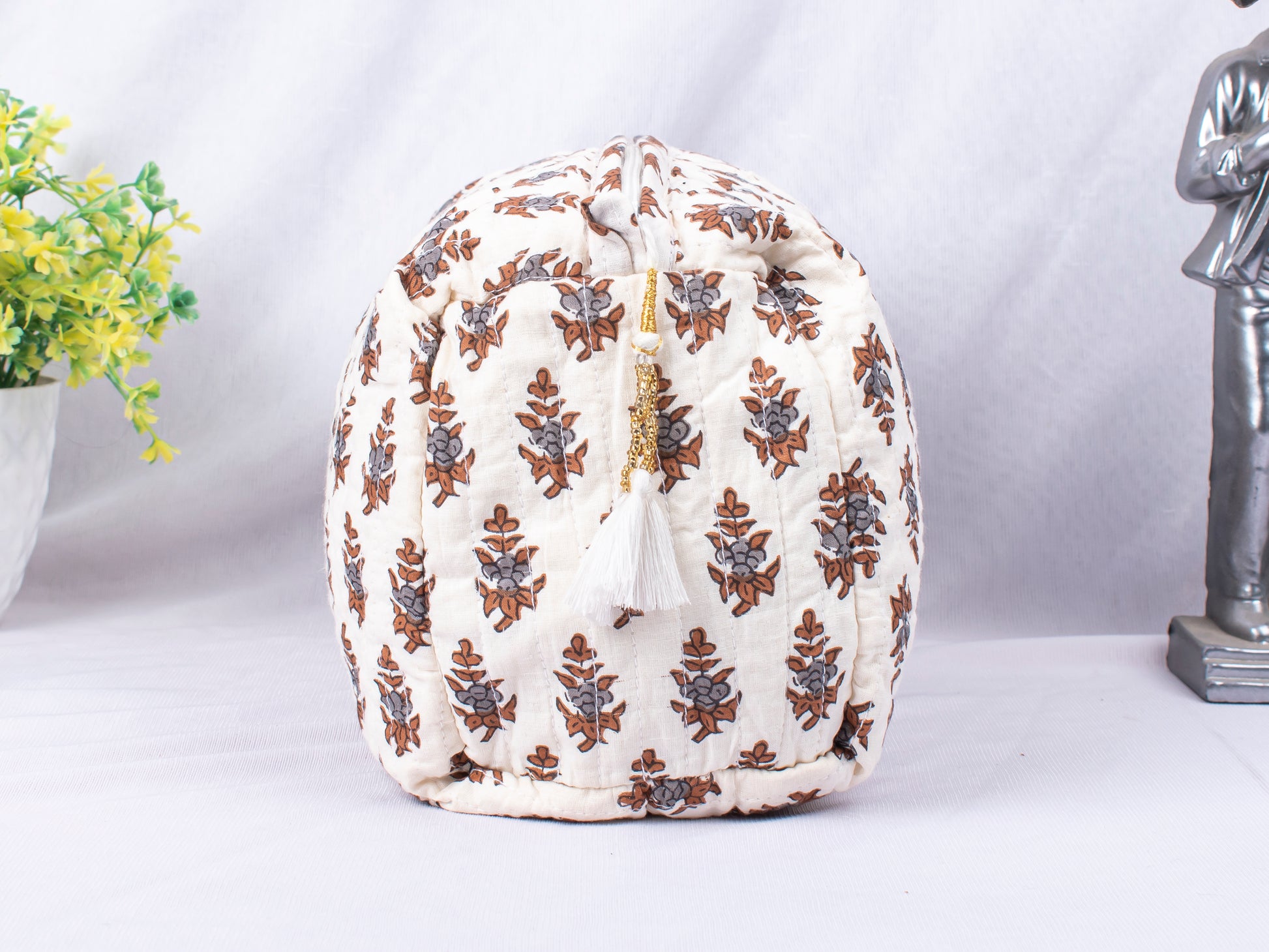 3pcs - Zipper Pouch Bags, Lightweight Cotton Bags, Cotton Makeup Bags, Print Cosmetic Bags, Set Of 3 Cotton Fabric Bags