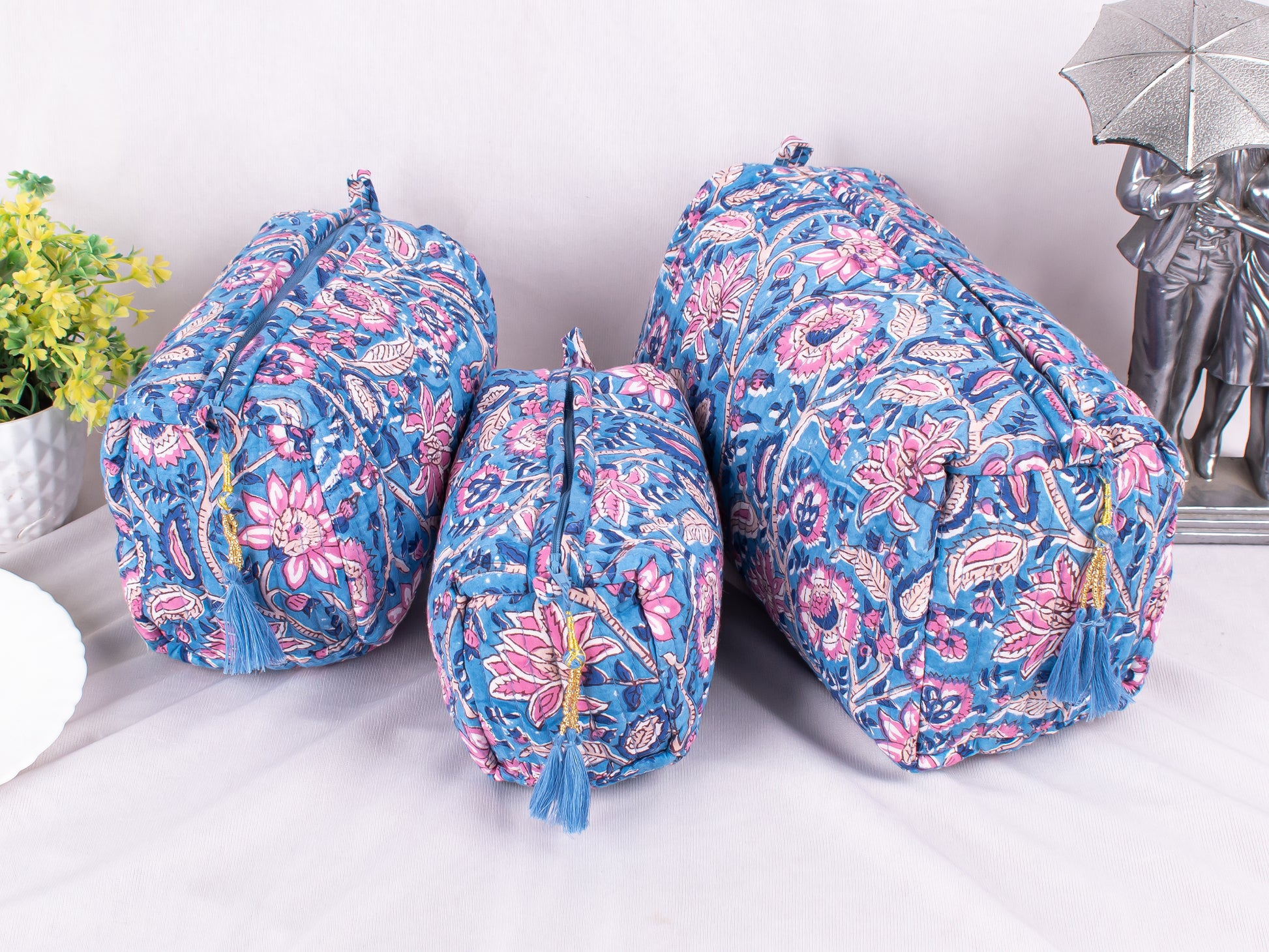 3pcs - Cosmetic Makeup Travel Bags, Pouches For cosmetic, Personalized Makeup Bag, Mini Makeup Pouches, Organic Cotton Makeup Bags