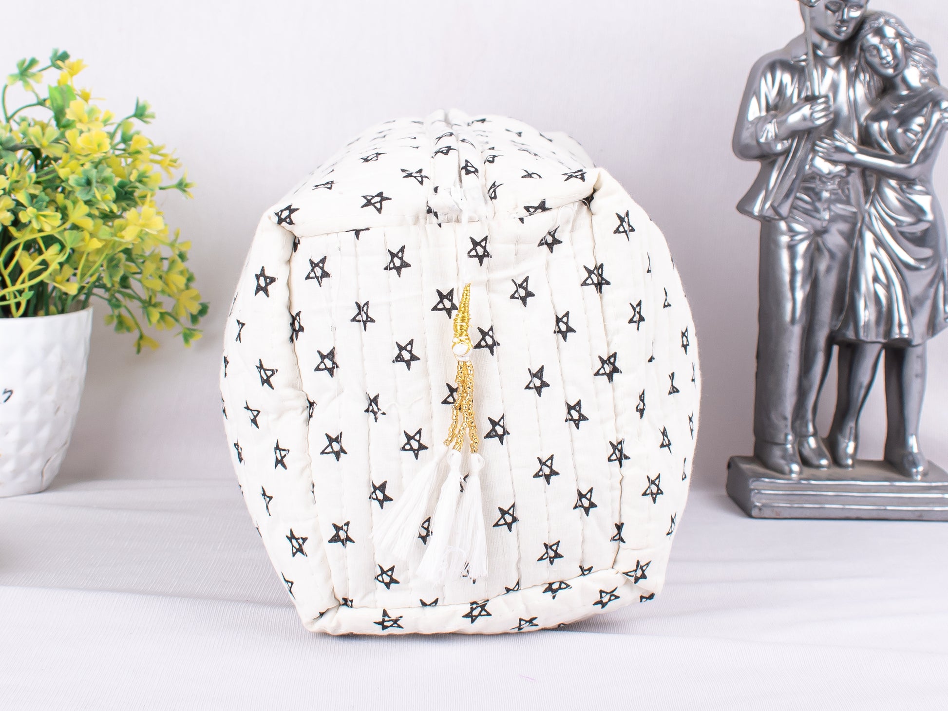 Set of 3 Pouches For Cosmetic, Zipper Pouch Bags, Lightweight Cotton Bags, Cotton Makeup Bags, Printed Cotton Fabric Bags, Soft Cotton Fabric Pouches