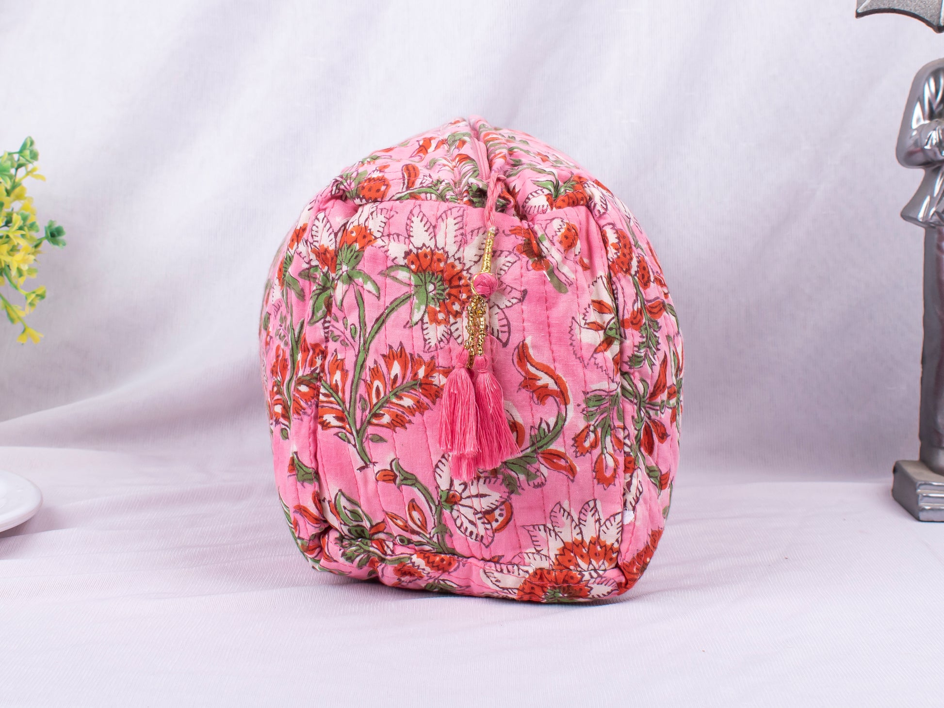 Cotton Fabric Cosmetic Bags, Cute Gift For Her, Beach Bags, Designer Makeup Pouch, 100% Cotton Makeup Organizer Bags, Lightweight Cotton Bags - 3pcs