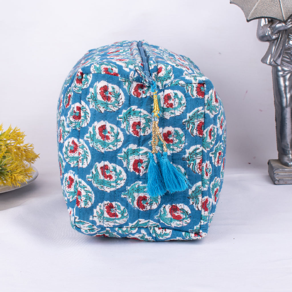 3 Set Of Zipper Pouch Bags, Print Cosmetic Bags, Cotton Makeup Bags, 100% Cotton Bags, Print Cosmetic Bags, Women Toiletry Bags