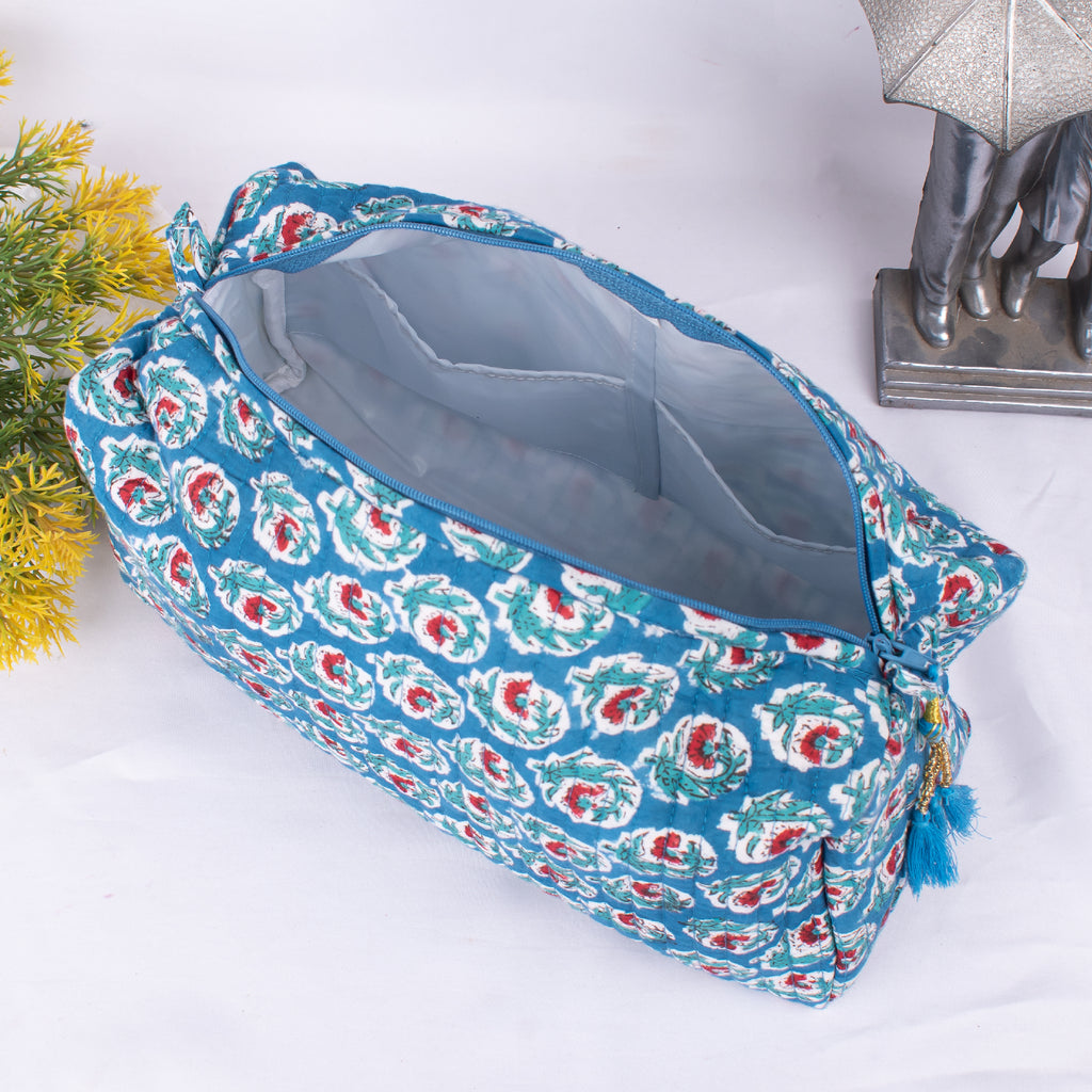 3 Set Of Zipper Pouch Bags, Print Cosmetic Bags, Cotton Makeup Bags, 100% Cotton Bags, Print Cosmetic Bags, Women Toiletry Bags