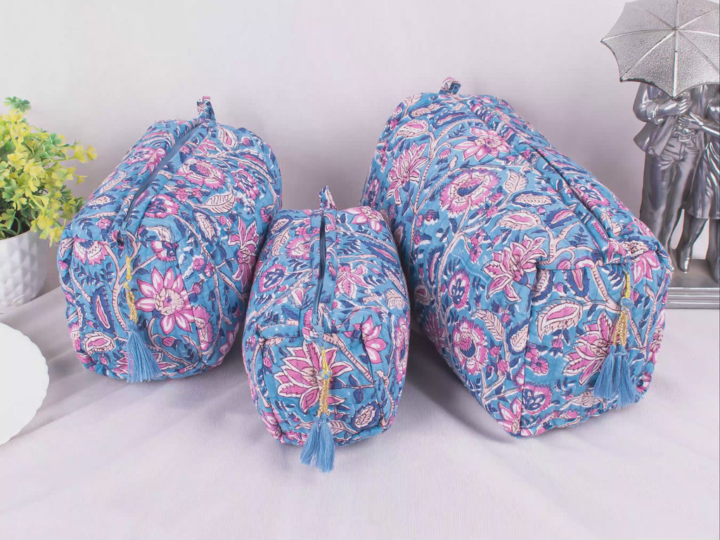 3pcs - Cosmetic Makeup Travel Bags, Pouches For cosmetic, Personalized Makeup Bag, Mini Makeup Pouches, Organic Cotton Makeup Bags