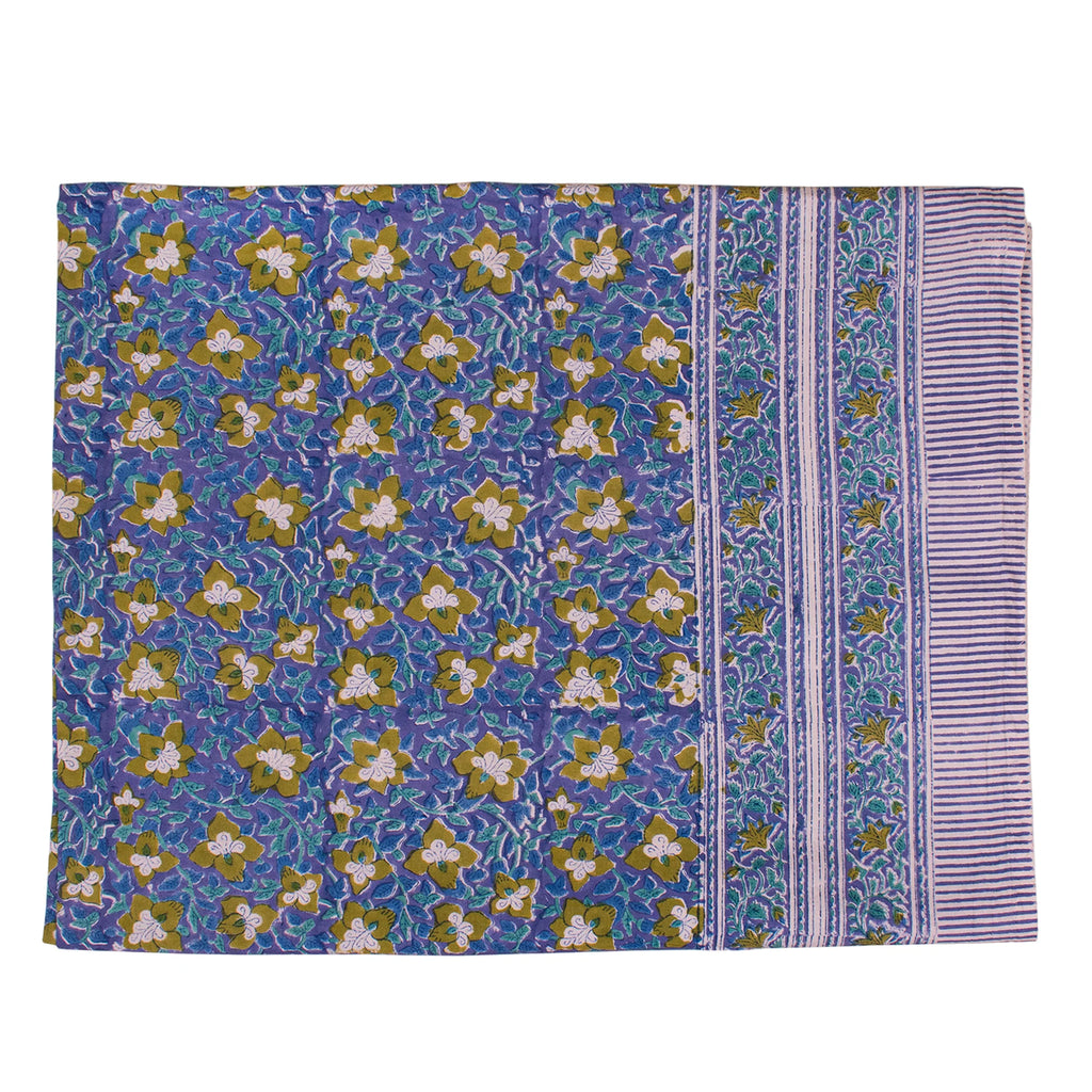 Modern Boho Block Print Tablecloth, Cotton Dining Cover, Handmade Artistic Linen