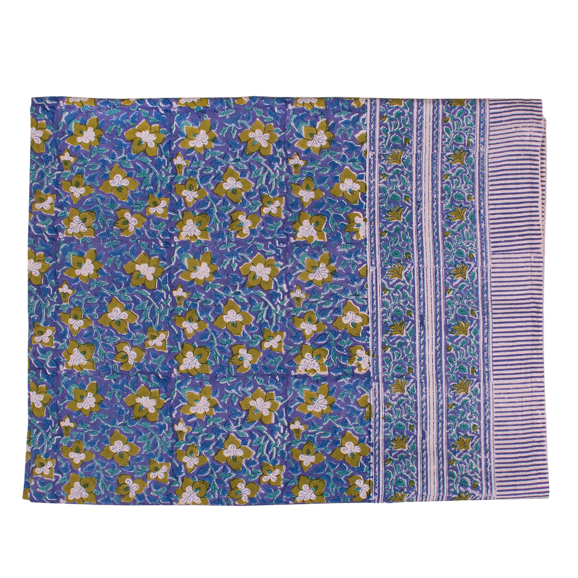 Modern Boho Block Print Tablecloth, Cotton Dining Cover, Handmade Artistic Linen
