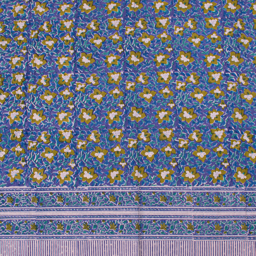 Modern Boho Block Print Tablecloth, Cotton Dining Cover, Handmade Artistic Linen