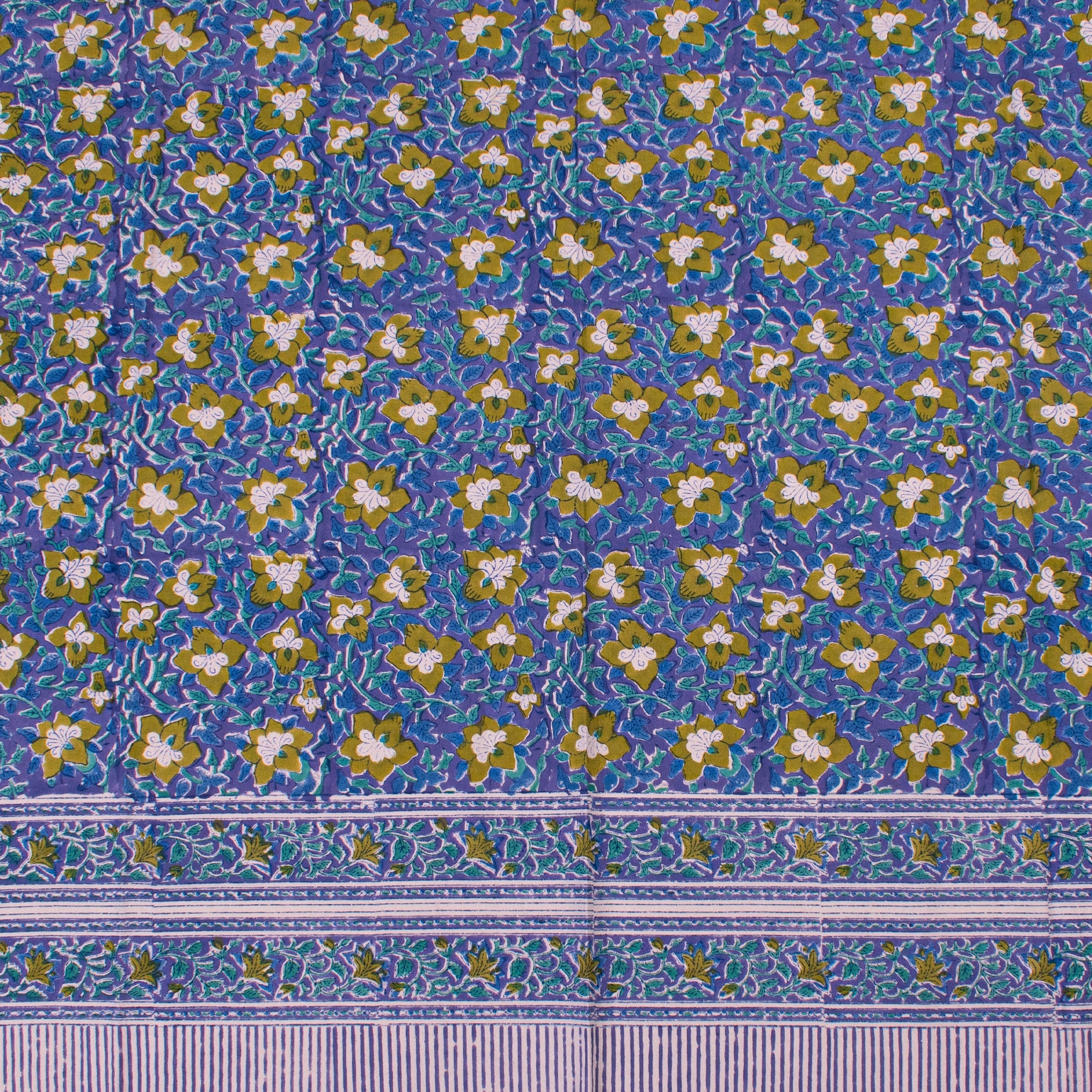 Modern Boho Block Print Tablecloth, Cotton Dining Cover, Handmade Artistic Linen