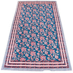 Floral Cotton Tablecloth for Dining, Block Printed Table Cover, Boho Home Decor