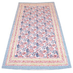Bohemian Floral Cotton Tablecloth, Hand Block Print Table Cover, Eco Home Decor