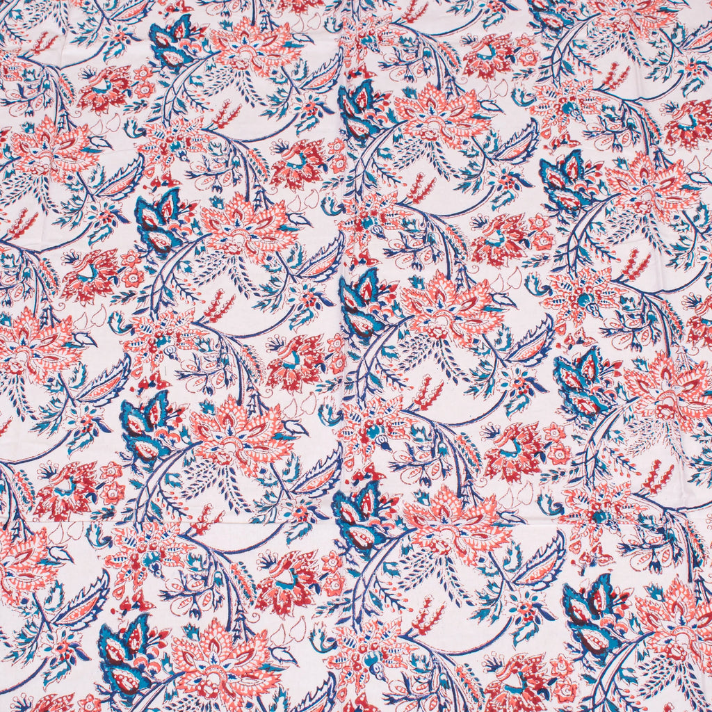Bohemian Floral Cotton Tablecloth, Hand Block Print Table Cover, Eco Home Decor