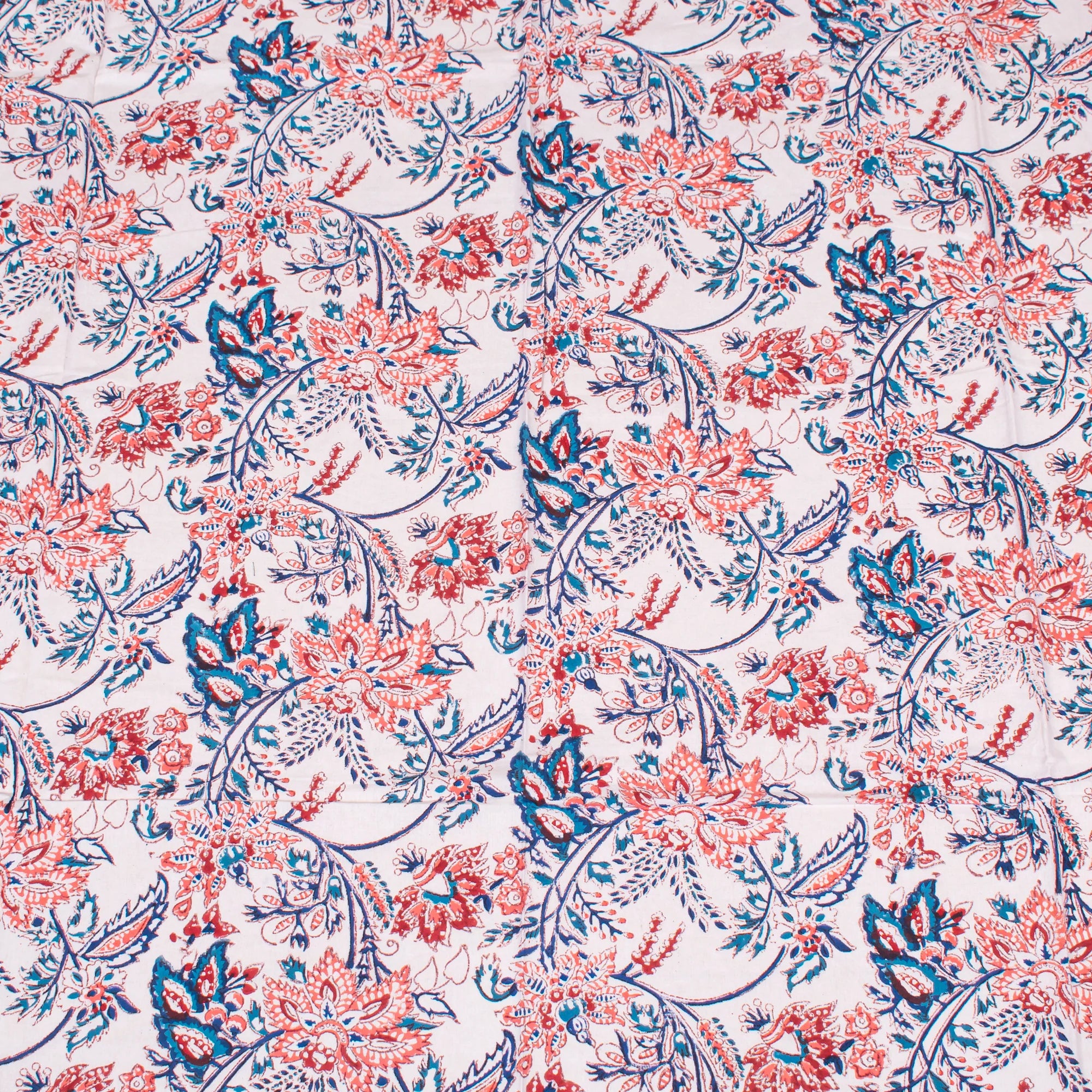 Bohemian Floral Cotton Tablecloth, Hand Block Print Table Cover, Eco Home Decor
